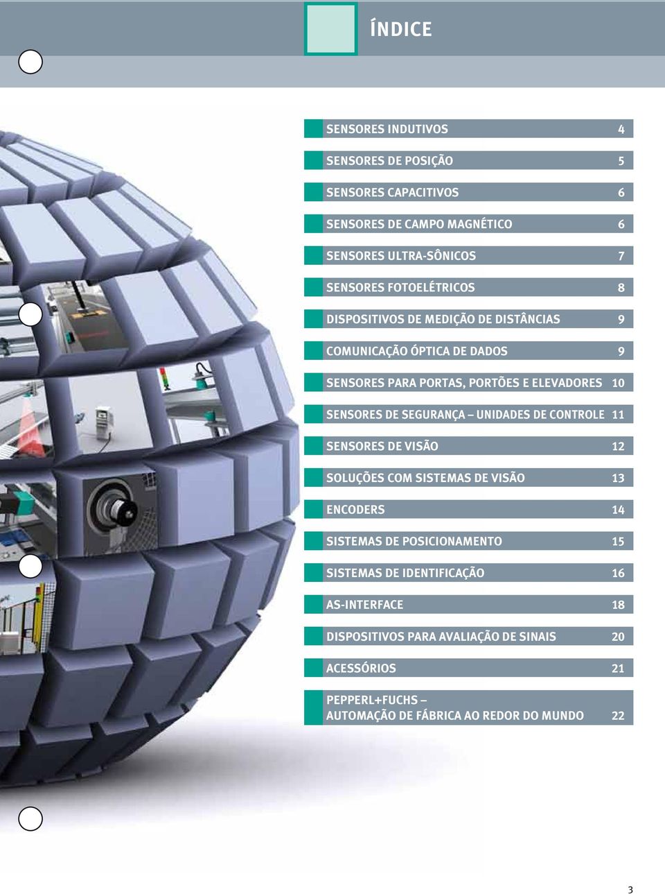 DE SEGURANÇA UNIDADES DE CONTROLE 11 SENSORES DE VISÃO 12 SOLUÇÕES COM SISTEMAS DE VISÃO 13 ENCODERS 14 SISTEMAS DE POSICIONAMENTO 15 SISTEMAS
