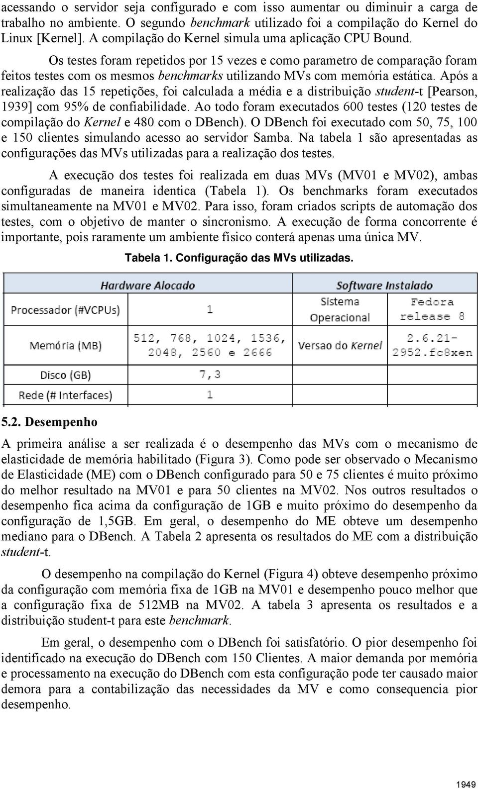 Os testes foram repetidos por 15 vezes e como parametro de comparação foram feitos testes com os mesmos benchmarks utilizando MVs com memória estática.