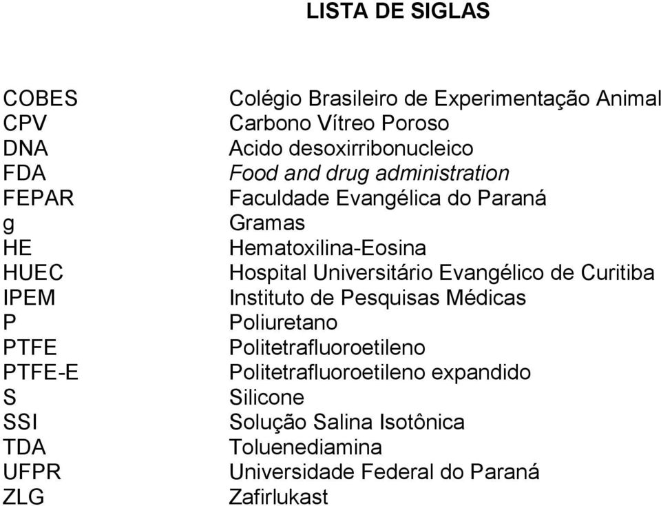 Hematoxilina-Eosina Hospital Universitário Evangélico de Curitiba Instituto de Pesquisas Médicas Poliuretano