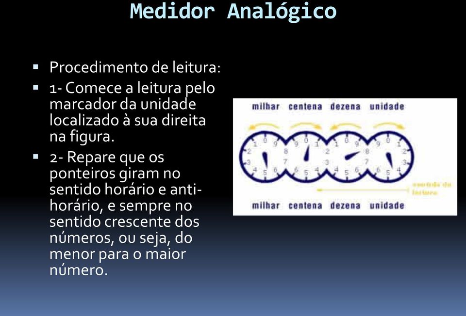 2- Repare que os ponteiros giram no sentido horário e antihorário,