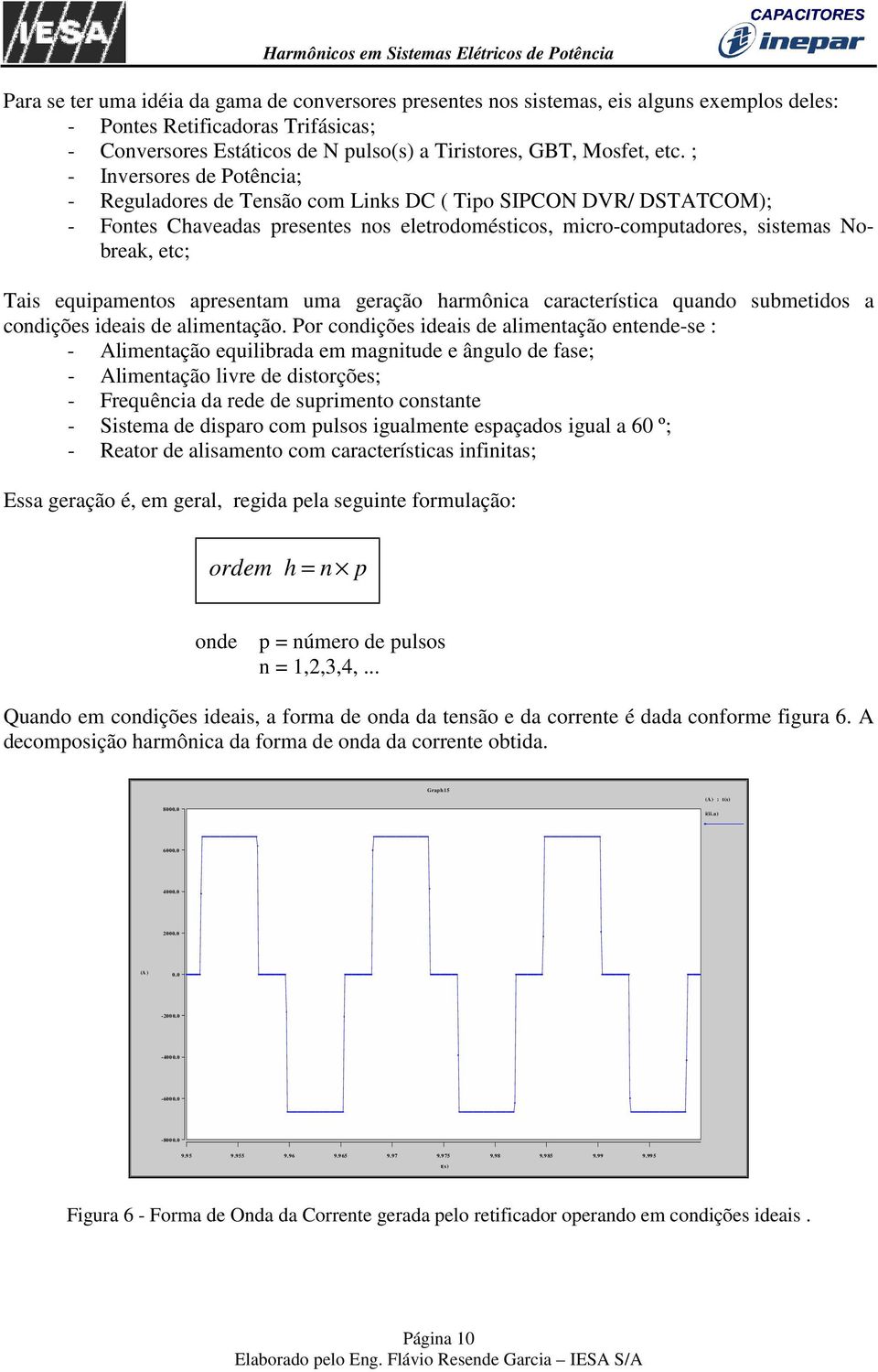 equipamentos apresentam uma geração harmônica característica quando submetidos a condições ideais de alimentação.