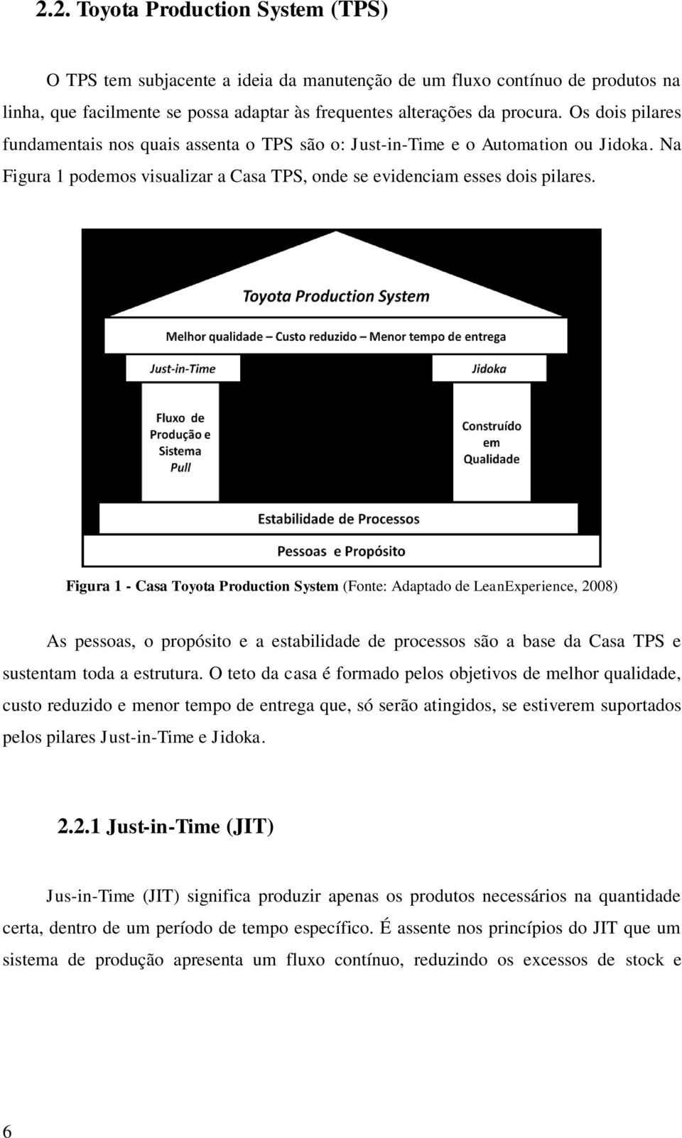 Figura 1 - Casa Toyota Production System (Fonte: Adaptado de LeanExperience, 2008) As pessoas, o propósito e a estabilidade de processos são a base da Casa TPS e sustentam toda a estrutura.