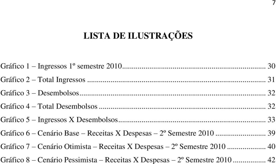 .. 33 Gráfico 6 Cenário Base Receitas X Despesas 2º Semestre 2010.