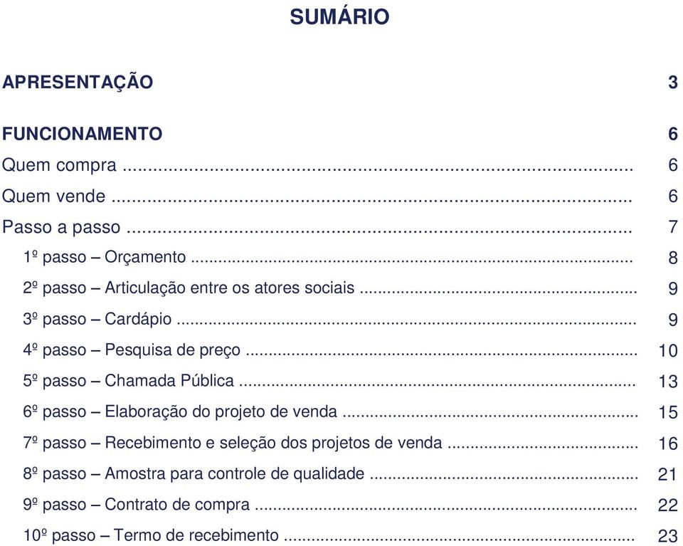 .. 10 5º passo Chamada Pública... 13 6º passo Elaboração do projeto de venda.