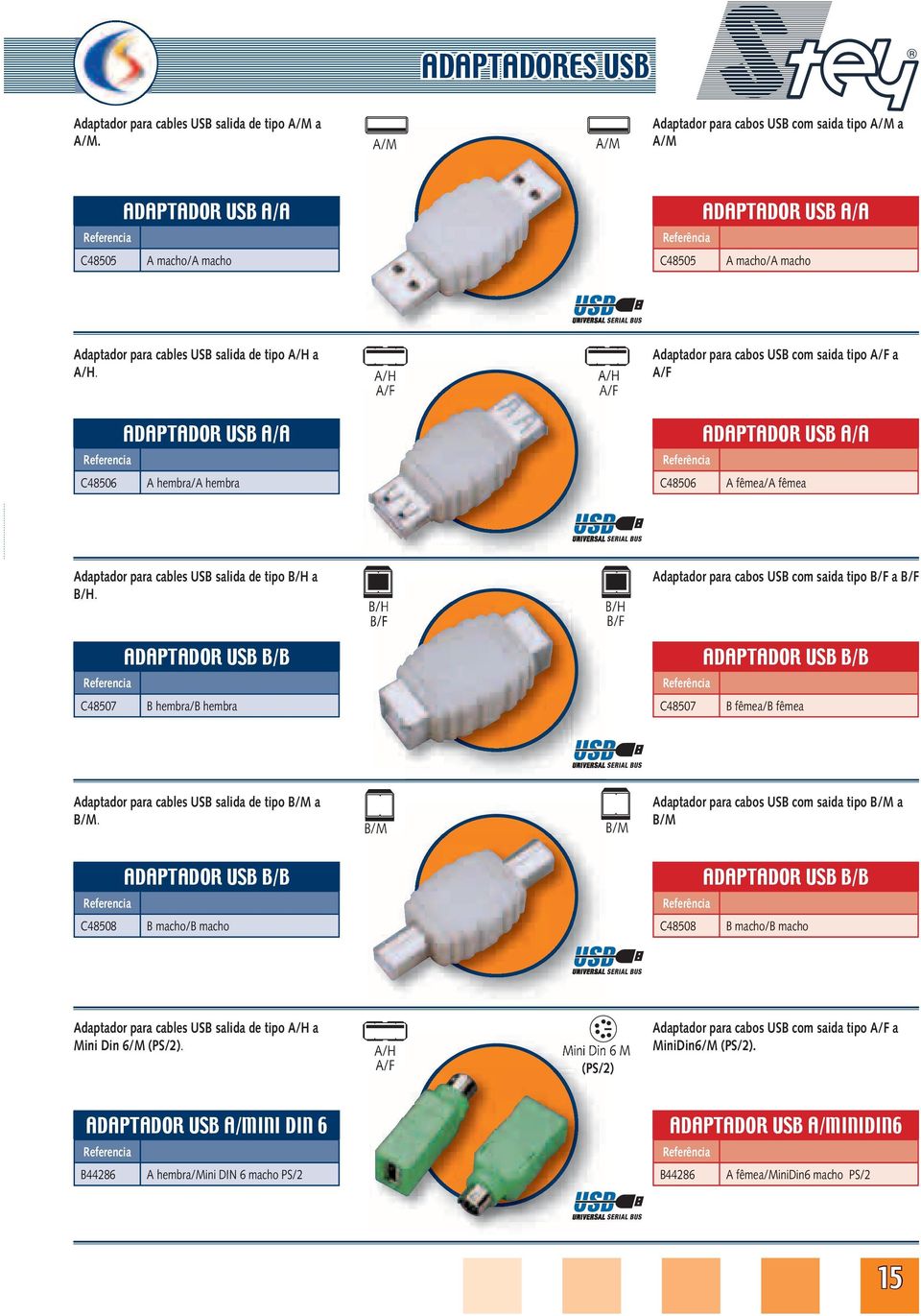 Adaptador para cabos USB com saida tipo a ADAPTADOR USB A/A ADAPTADOR USB A/A C48506 A hembra/a hembra C48506 A fêmea/a fêmea Adaptador para cables USB salida de tipo B/H a B/H.