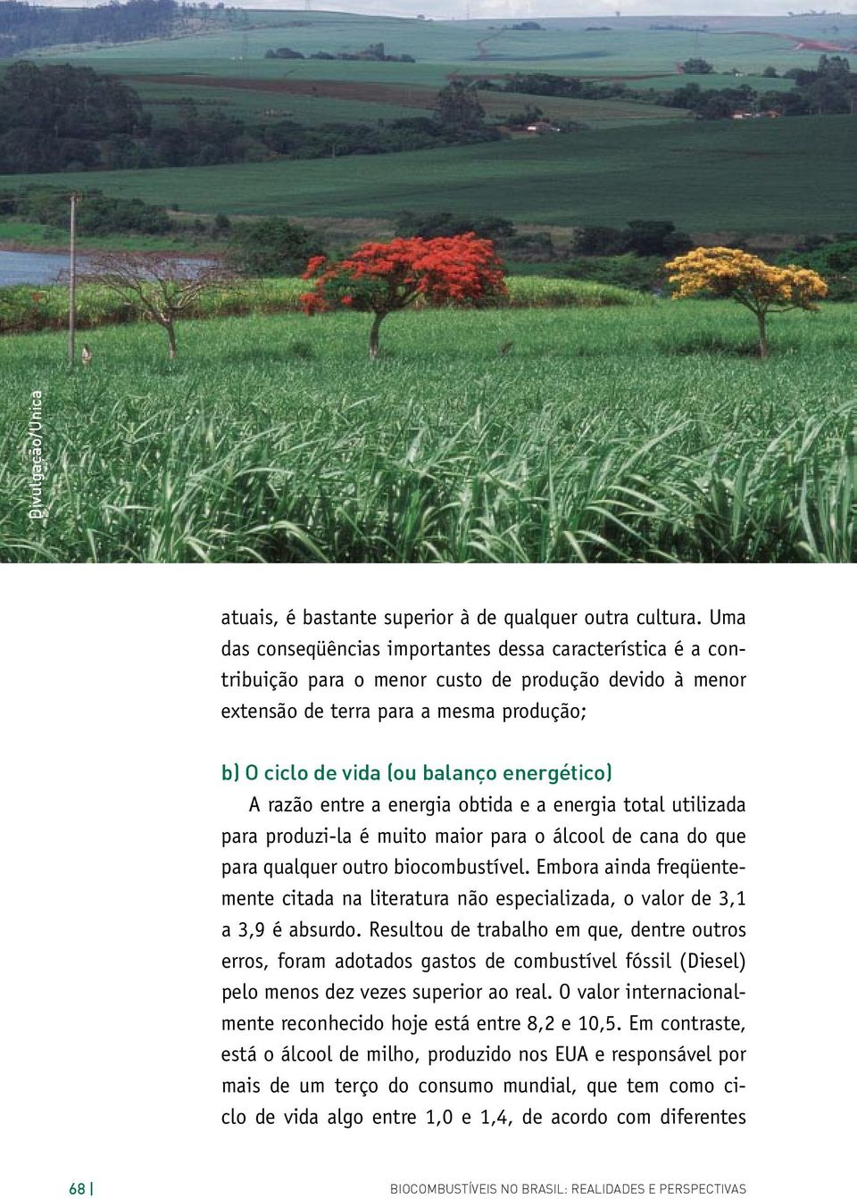 energético) A razão entre a energia obtida e a energia total utilizada para produzi-la é muito maior para o álcool de cana do que para qualquer outro biocombustível.