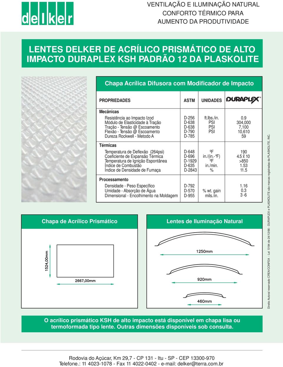 Escoamento Dureza Rockwell - Metodo A Térmicas Temperatura de Deflexão (264psi) D-648 ºF 190-5 Coeficiente de Expansão Térmica D-696 in./(in.- F) 4.