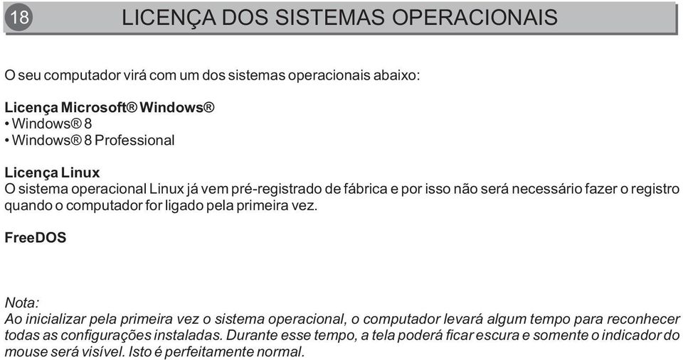 computador for ligado pela primeira vez.