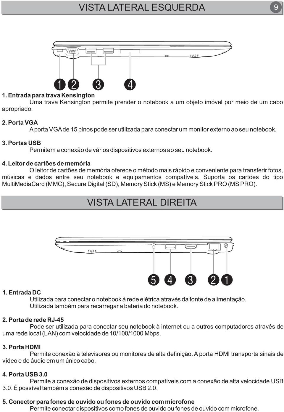 Leitor de cartões de memória O leitor de cartões de memória oferece o método mais rápido e conveniente para transferir fotos, músicas e dados entre seu notebook e equipamentos compatíveis.