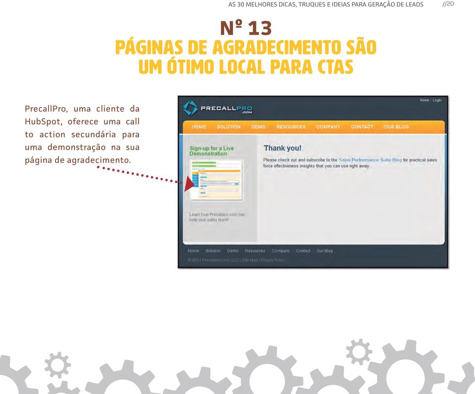 CTAs PrecallPro, uma cliente da HubSpot, oferece uma call to