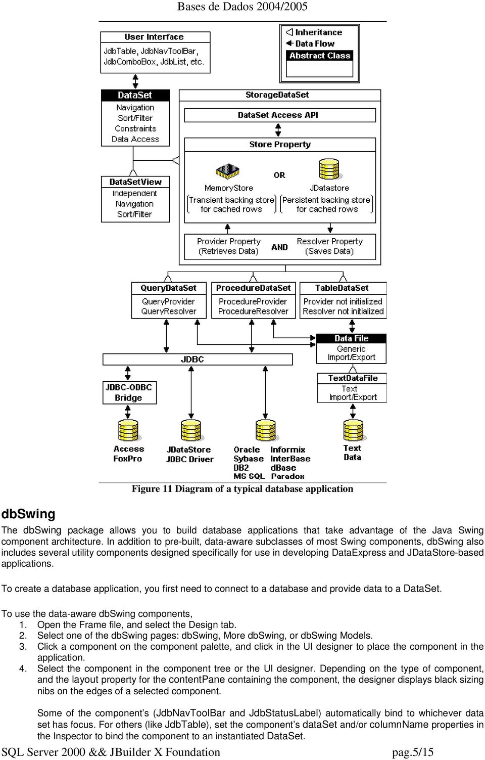 applications. To create a database application, you first need to connect to a database and provide data to a DataSet. To use the data-aware dbswing components, 1.