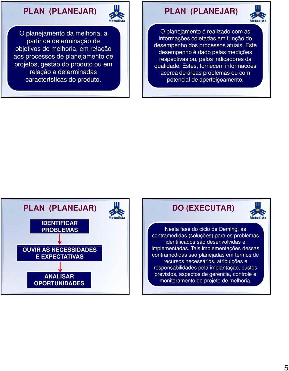 Este desempenho é dado pelas medições respectivas ou, pelos indicadores da qualidade. Estes, fornecem informações acerca de áreas problemas ou com potencial de aperfeiçoamento.