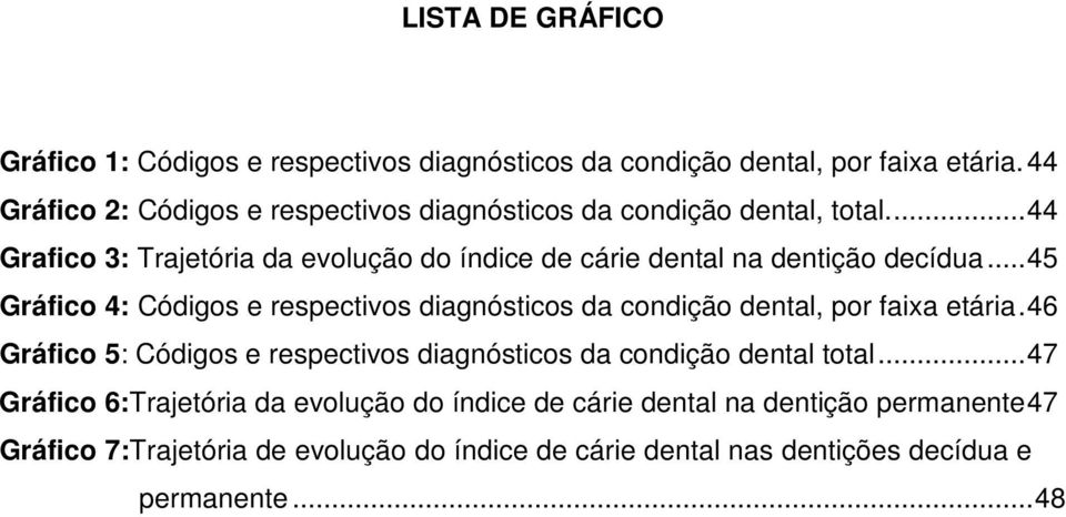..44 Grafico 3: Trajetória da evolução do índice de cárie dental na dentição decídua.