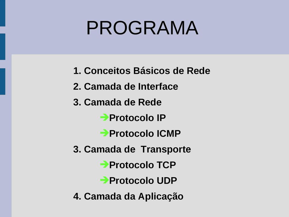 Camada de Rede Protocolo IP Protocolo ICMP 3.