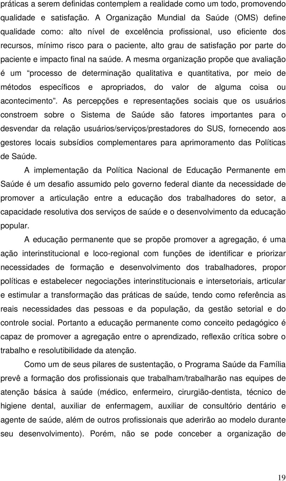 paciente e impacto final na saúde.