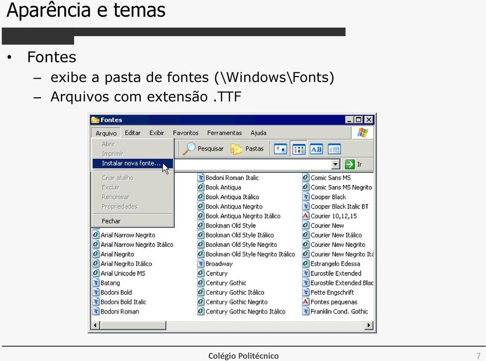 (\Windows\Fonts) Arquivos