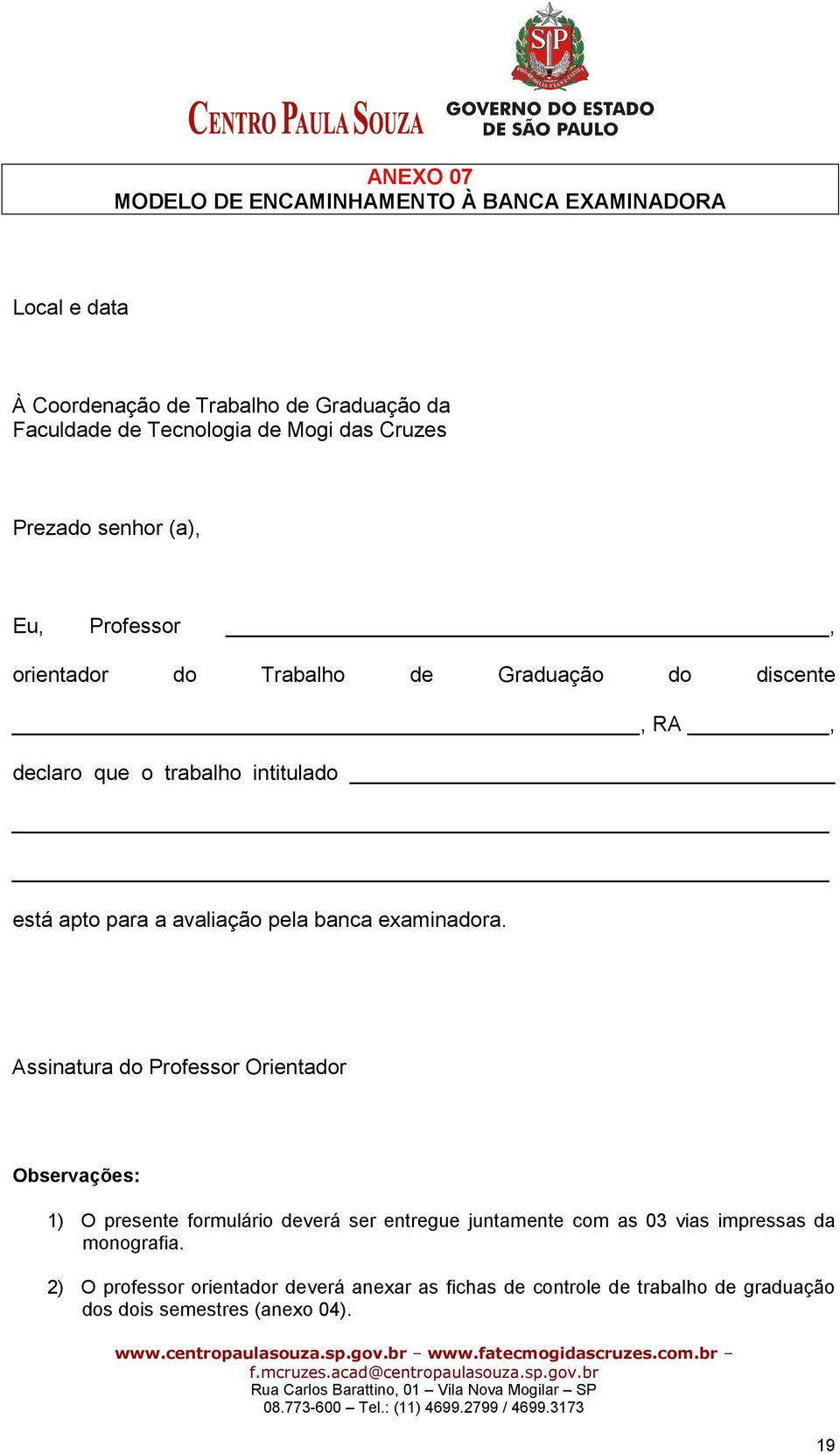 avaliação pela banca examinadora.