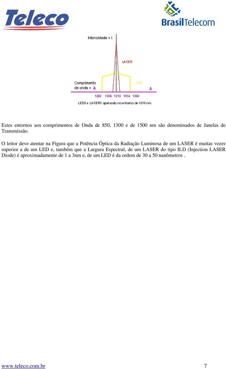 O leitor deve atentar na Figura que a Potência Óptica da Radiação Luminosa de um LASER é muitas vezes