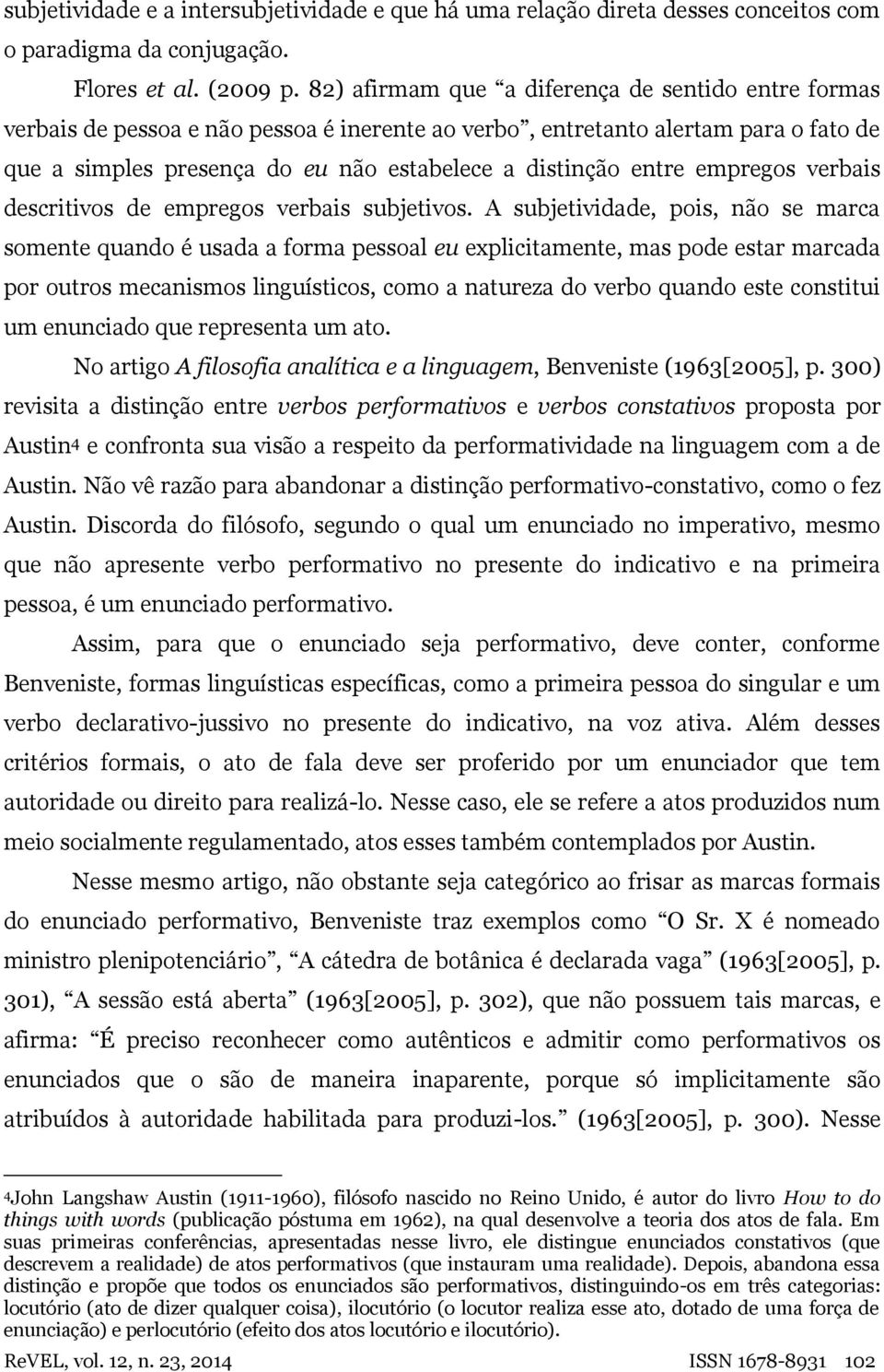 empregos verbais descritivos de empregos verbais subjetivos.