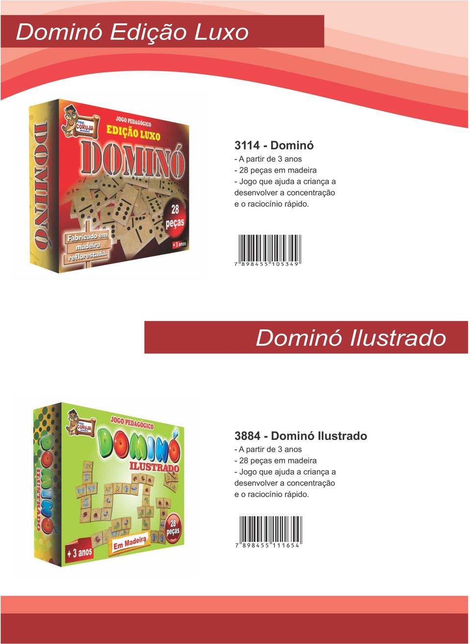 7 898455 105349 Dominó Ilustrado 3884 - Dominó Ilustrado - 28 peças em