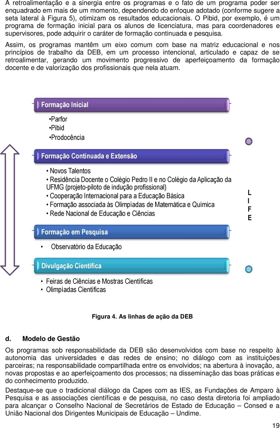 O Pibid, por exemplo, é um programa de formação inicial para os alunos de licenciatura, mas para coordenadores e supervisores, pode adquirir o caráter de formação continuada e pesquisa.