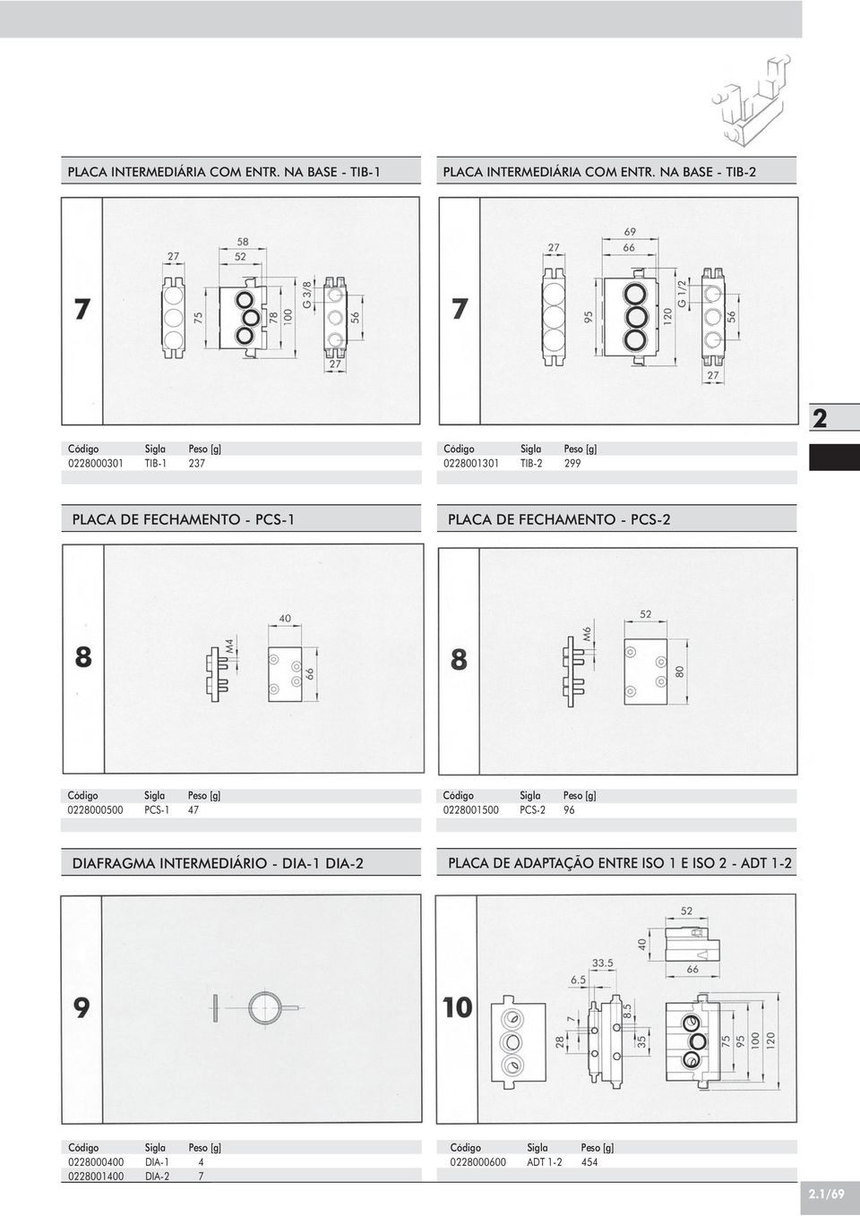 FECHAMENTO - PCS- 08000500 PCS-1 7 08001500 PCS- 96 DIAFRAGMA INTERMEDIÁRIO - DIA-1