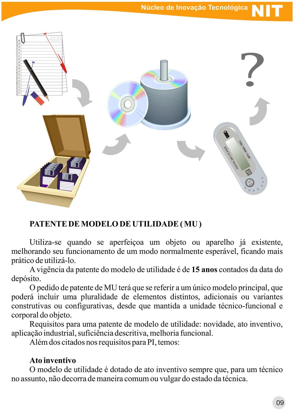 O pedido de patente de MU terá que se referir a um único modelo principal, que poderá incluir uma pluralidade de elementos distintos, adicionais ou variantes construtivas ou configurativas, desde que