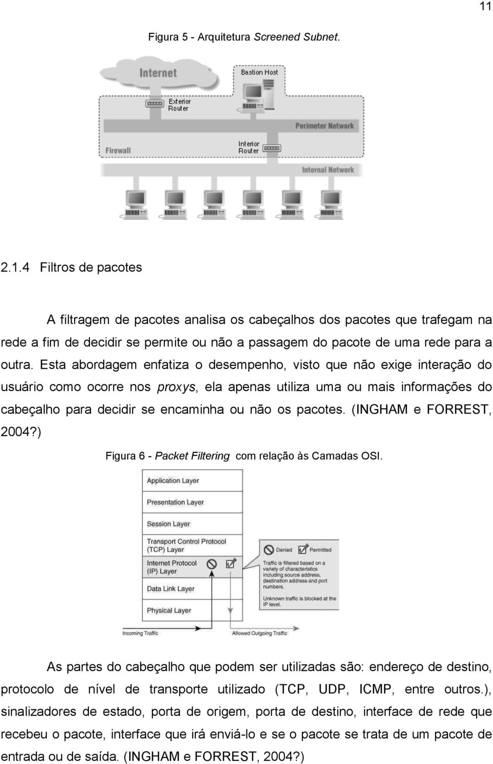pacotes. (INGHAM e FORREST, 2004?) Figura 6 - Packet Filtering com relação às Camadas OSI.