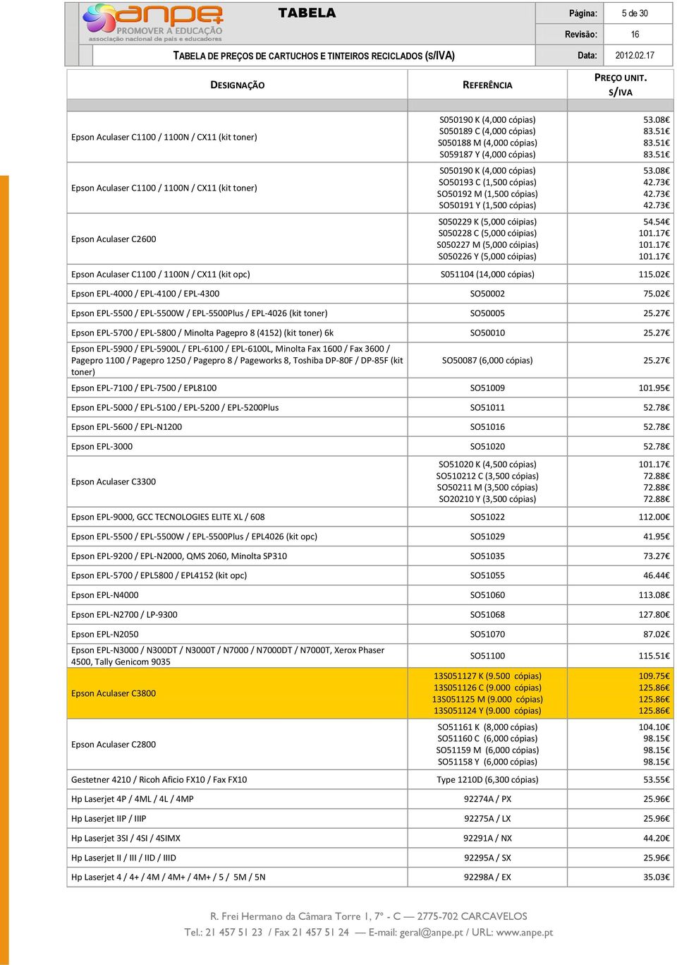 S059187 Y (4,000 cópias) S050190 K (4,000 cópias) SO50193 C (1,500 cópias) SO50192 M (1,500 cópias) SO50191 Y (1,500 cópias) S050229 K (5,000 cóipias) S050228 C (5,000 cóipias) S050227 M (5,000