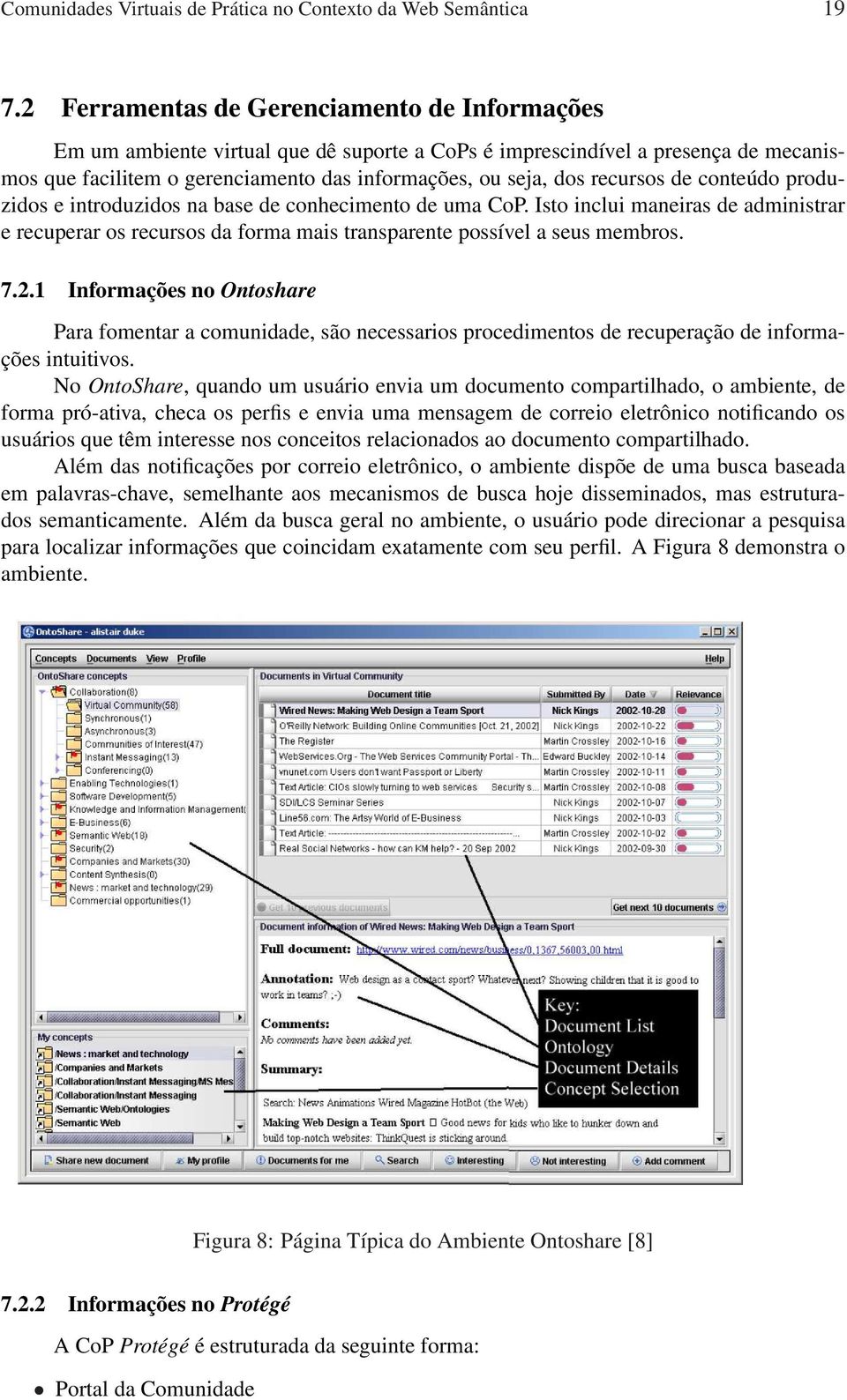 recursos de conteúdo produzidos e introduzidos na base de conhecimento de uma CoP. Isto inclui maneiras de administrar e recuperar os recursos da forma mais transparente possível a seus membros. 7.2.