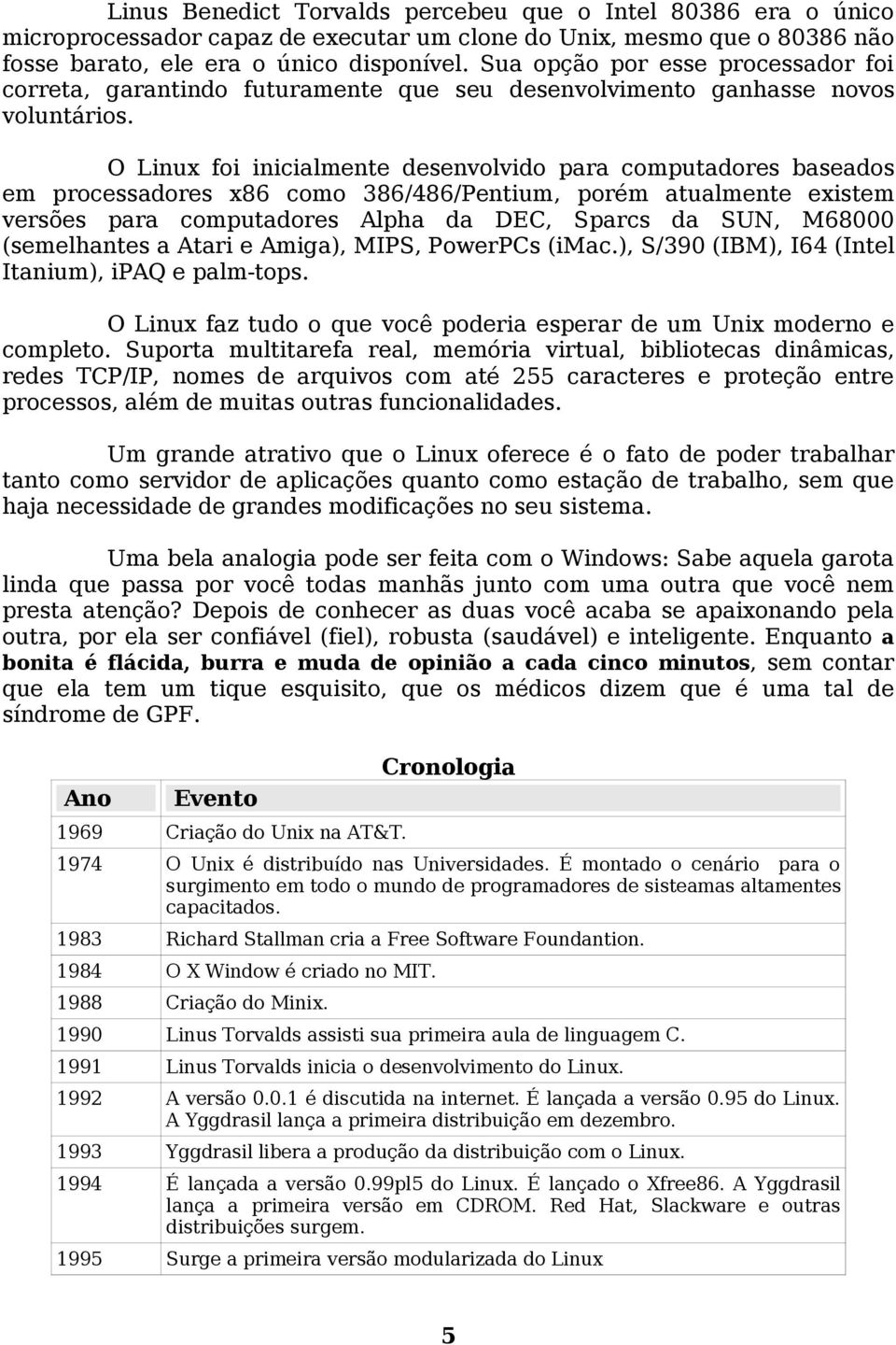 O Linux foi inicialmente desenvolvido para computadores baseados em processadores x86 como 386/486/Pentium, porém atualmente existem versões para computadores Alpha da DEC, Sparcs da SUN, M68000