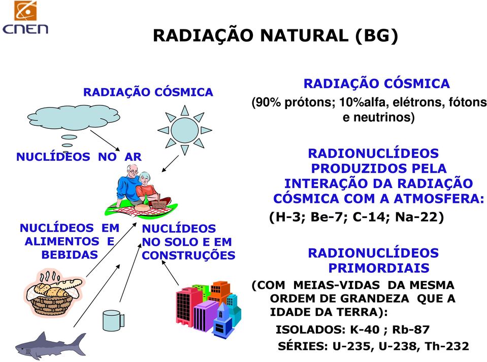 PELA INTERAÇÃO DA RADIAÇÃO CÓSMICA COM A ATMOSFERA: (H-3; Be-7; C-14; Na-22) RADIONUCLÍDEOS PRIMORDIAIS (COM