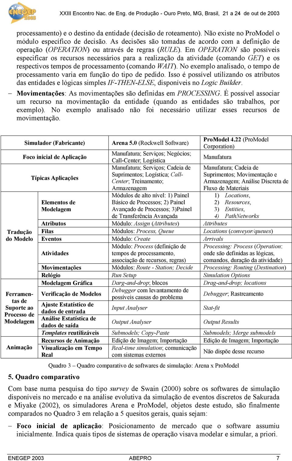 Em OPERATION são possíveis especificar os recursos necessários para a realização da atividade (comando GET) e os respectivos tempos de processamento (comando WAIT).