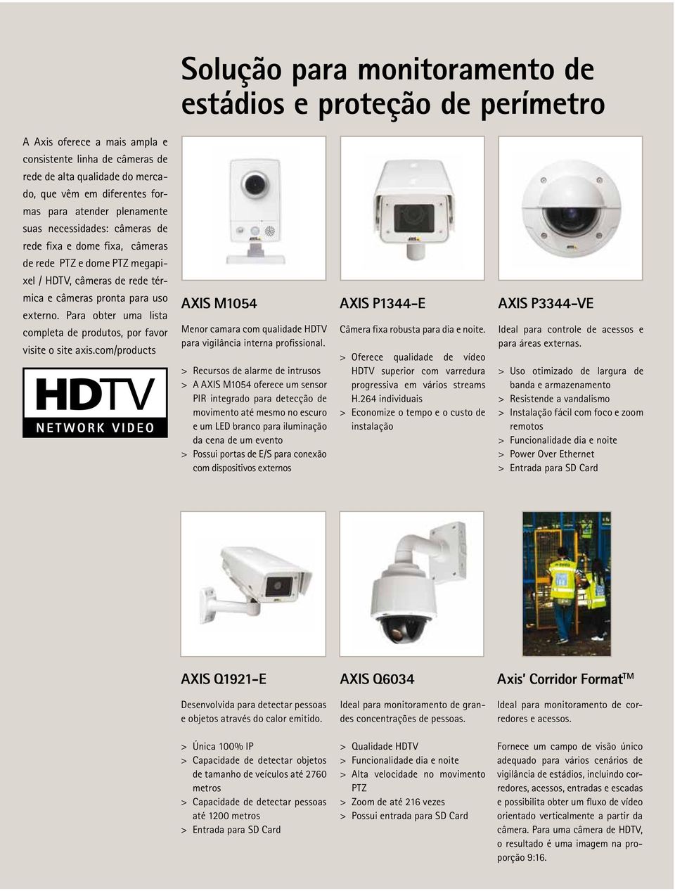 Para obter uma lista completa de produtos, por favor visite o site axis.com/products AXIS M1054 Menor camara com qualidade HDTV para vigilância interna profissional.