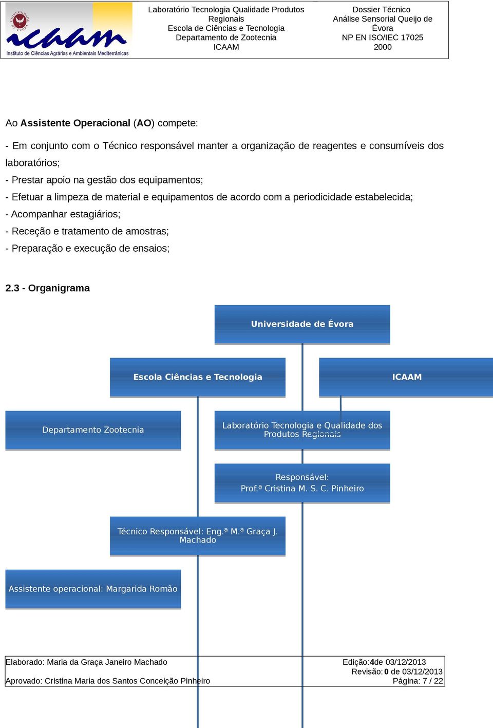 Preparação e execução de ensaios; 2.