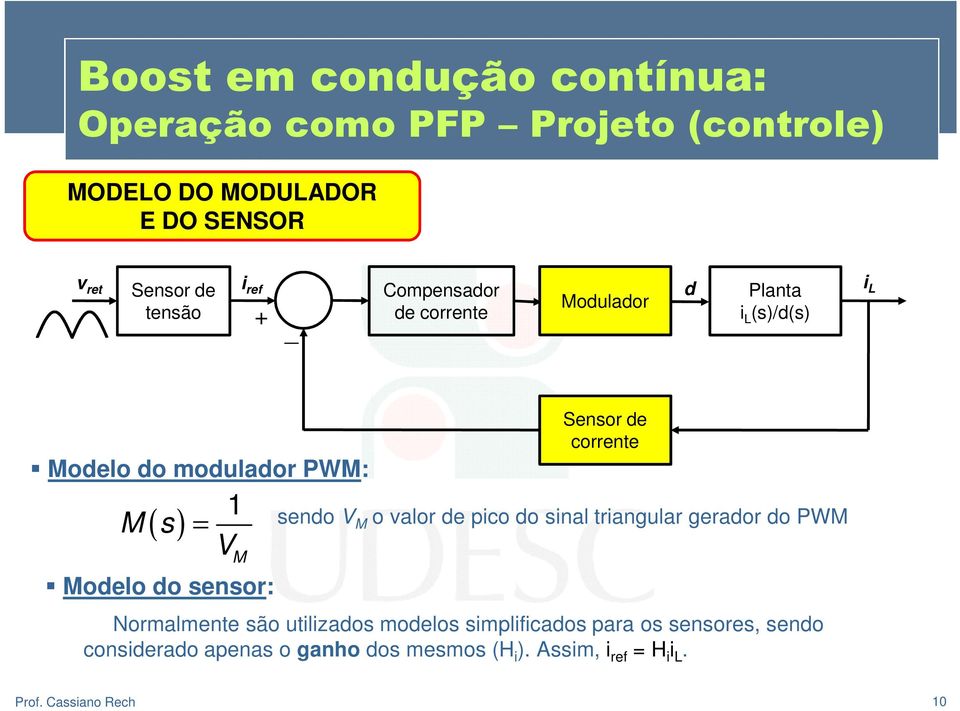 valor de pico do sinal triangular gerador do PWM Normalmente são utilizados modelos