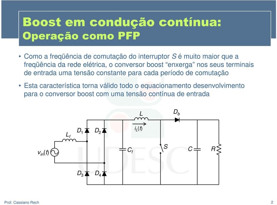 período de comutação Esta característica torna válido todo o equacionamento desenvolvimento para o