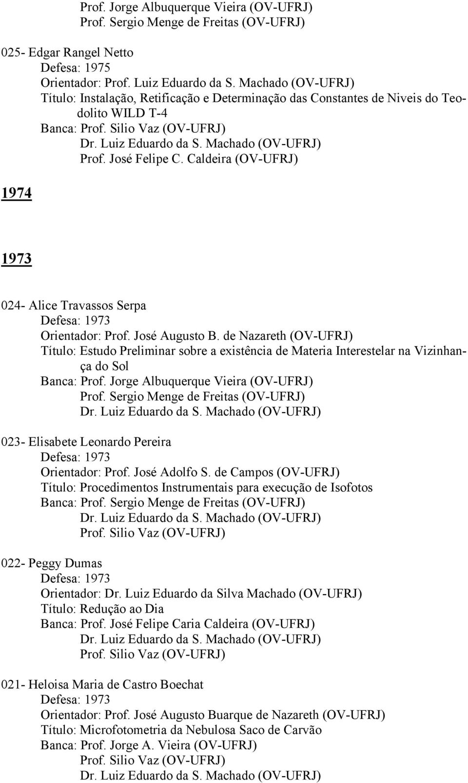 Prof. José Adolfo S. de Campos (OV-UFRJ) Título: Procedimentos Instrumentais para execução de Isofotos Banca: 022- Peggy Dumas Orientador: Dr.