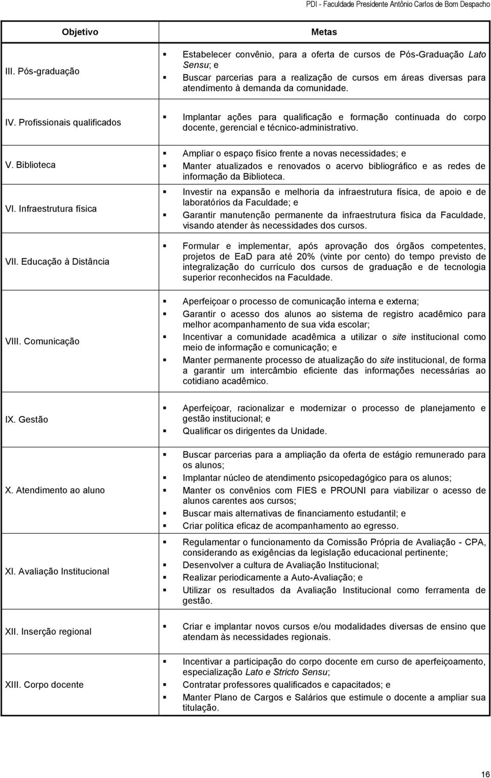 Comunicação Implantar ações para qualificação e formação continuada do corpo docente, gerencial e técnico-administrativo.