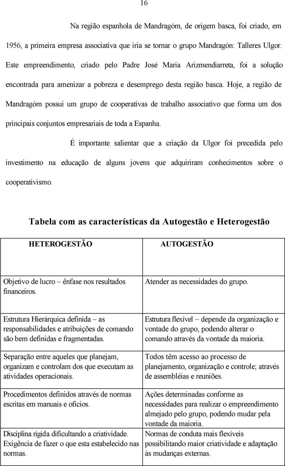 Hoje, a região de Mandragóm possui um grupo de cooperativas de trabalho associativo que forma um dos principais conjuntos empresariais de toda a Espanha.