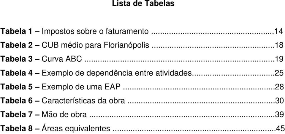 ..19 Tabela 4 Exemplo de dependência entre atividades.