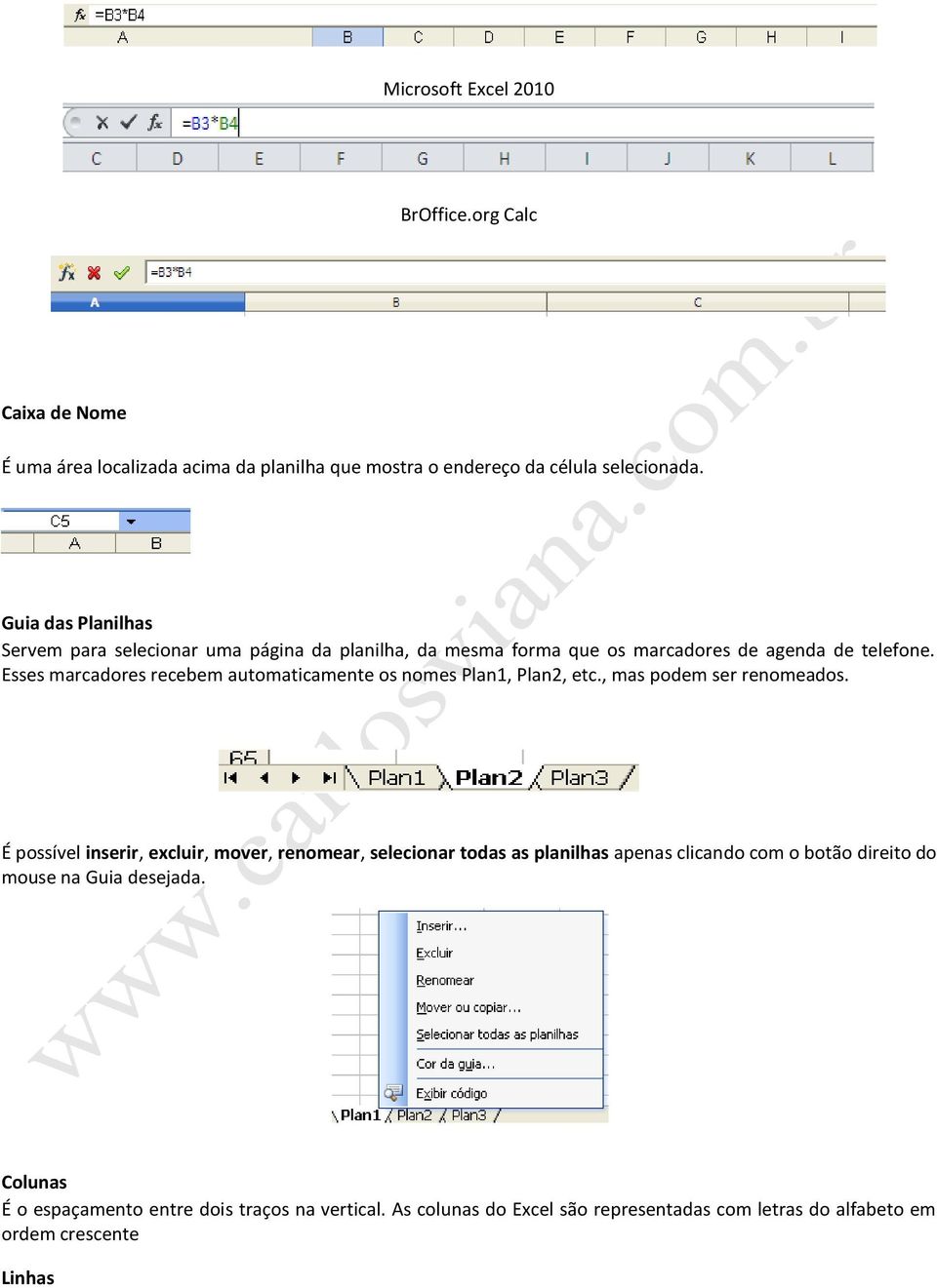 Esses marcadores recebem automaticamente os nomes Plan1, Plan2, etc., mas podem ser renomeados.