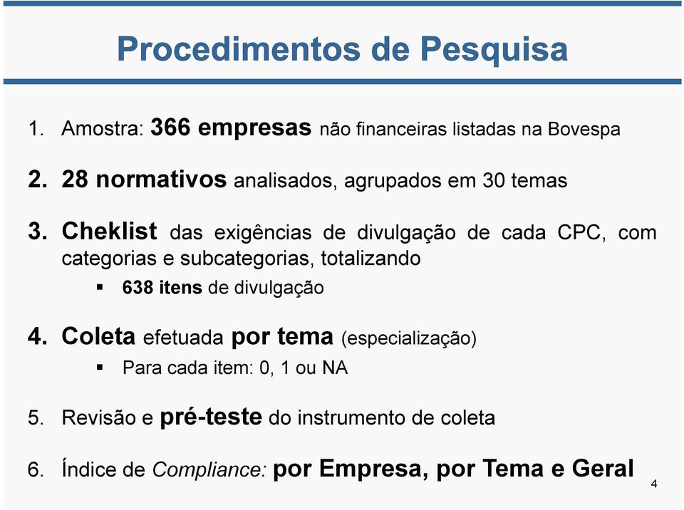 Cheklist das exigências de divulgação de cada CPC, com categorias e subcategorias, totalizando 638