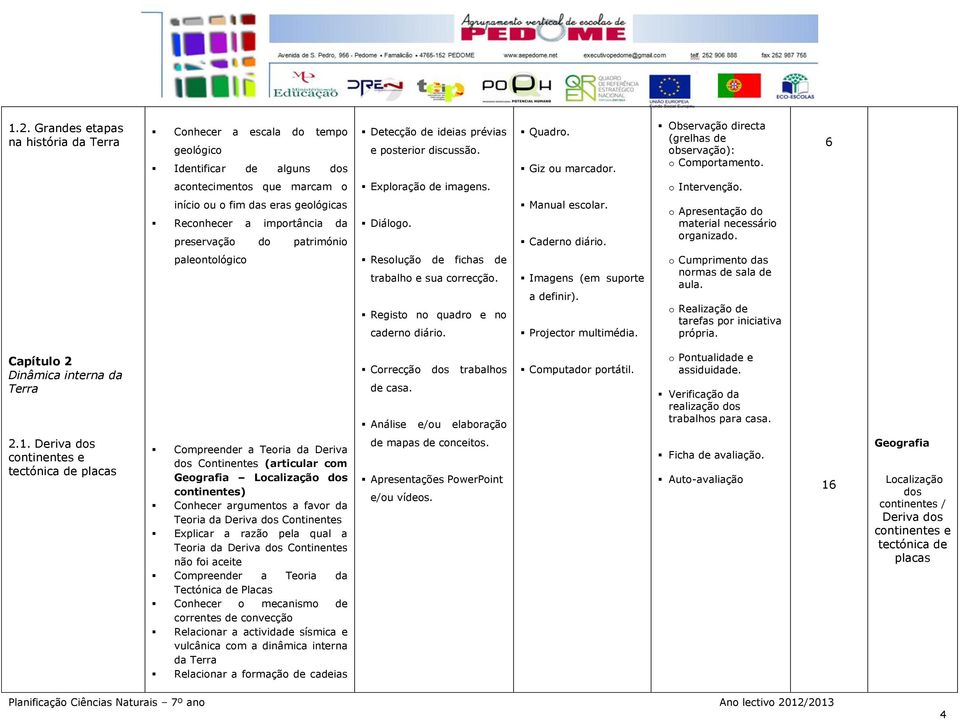 Deriva dos continentes e tectónica de placas Compreender a Teoria da Deriva dos Continentes (articular com Geografia Localização dos continentes) Conhecer argumentos a favor da Teoria da Deriva dos