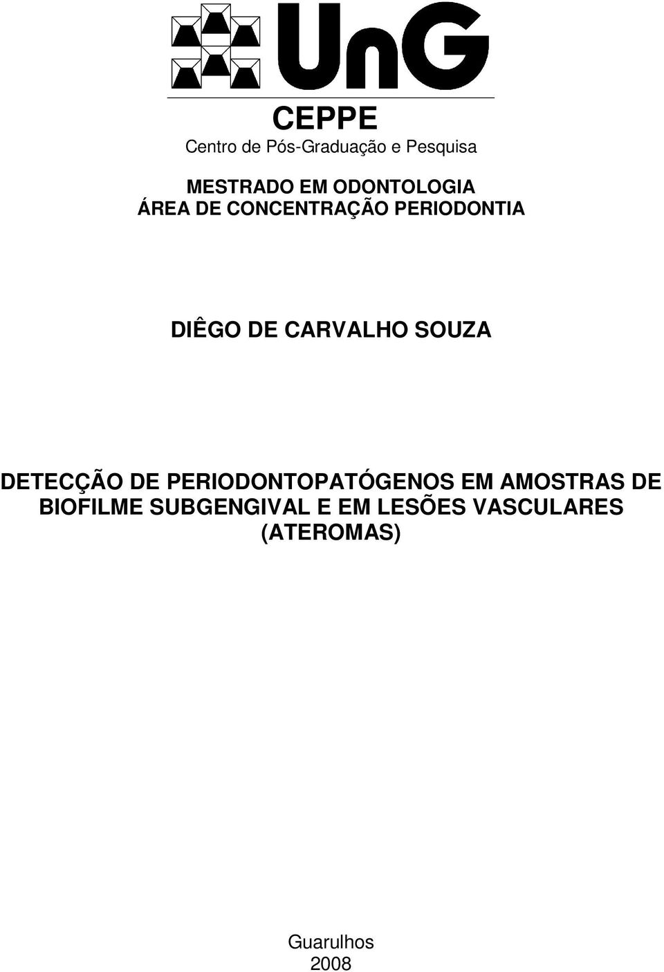 CARVALHO SOUZA DETECÇÃO DE PERIODONTOPATÓGENOS EM AMOSTRAS