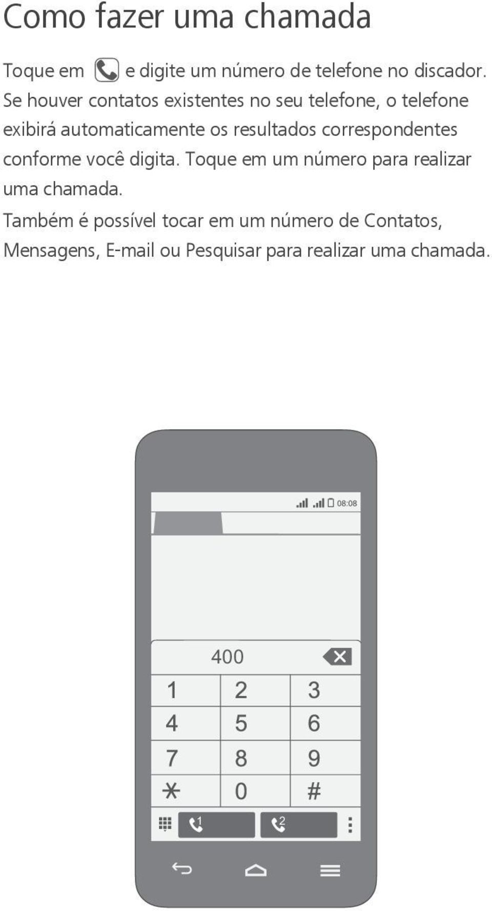 resultados correspondentes conforme você digita.