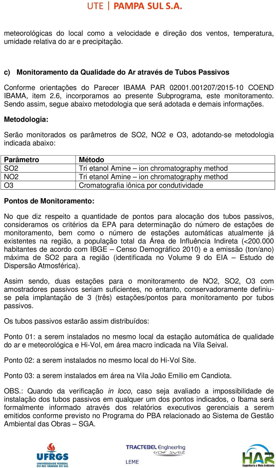 6, incorporamos ao presente Subprograma, este monitoramento. Sendo assim, segue abaixo metodologia que será adotada e demais informações.