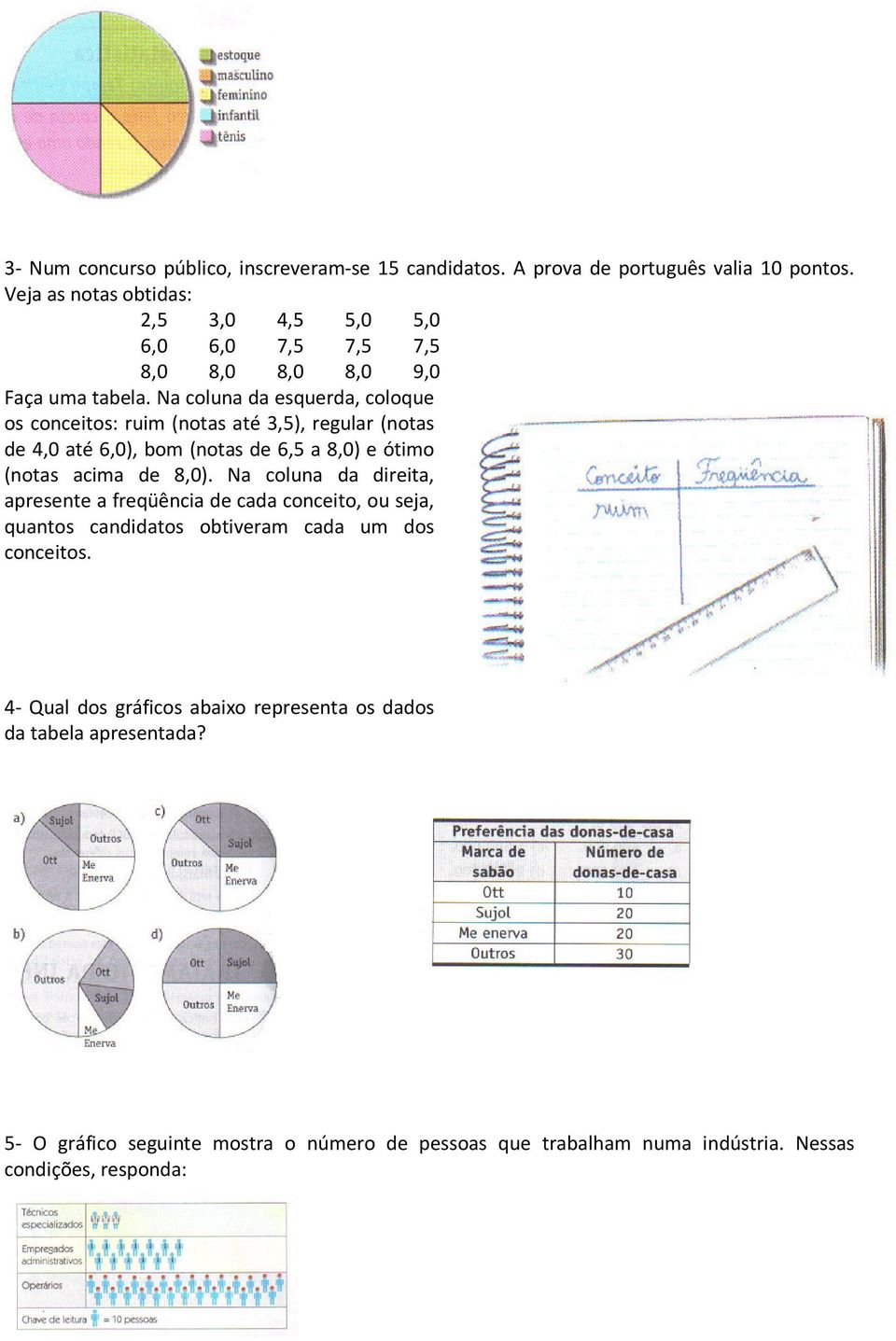 Na coluna da esquerda, coloque os conceitos: ruim (notas até 3,5), regular (notas de 4,0 até 6,0), bom (notas de 6,5 a 8,0) e ótimo (notas acima de 8,0).