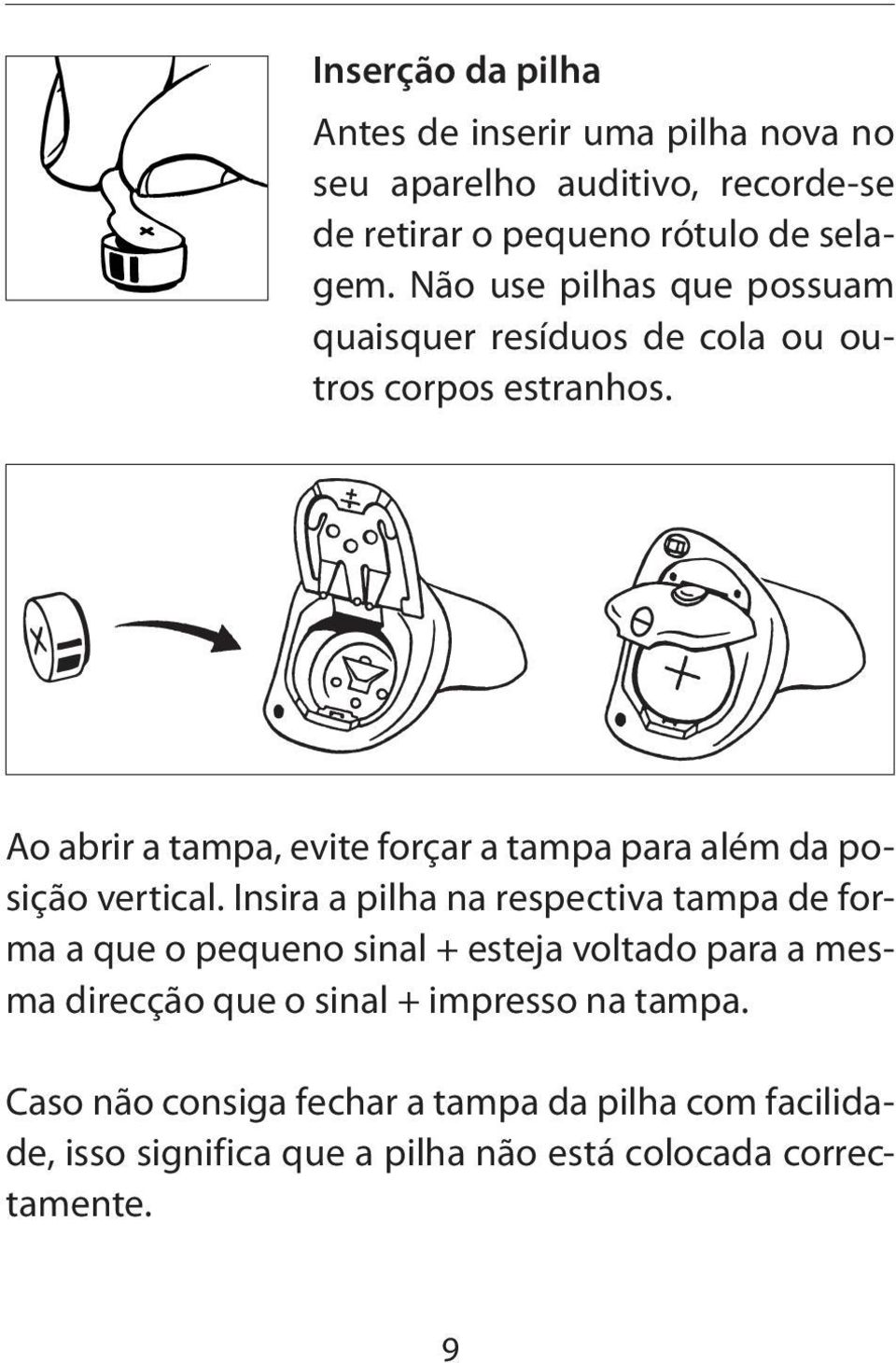 Ao abrir a tampa, evite forçar a tampa para além da posição vertical.