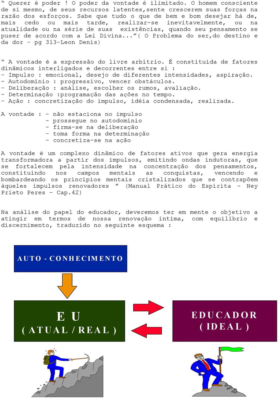 Lei Divina... ( O Problema do ser,do destino e da dor - pg 313-Leon Denis) A vontade é a expressão do livre arbítrio.